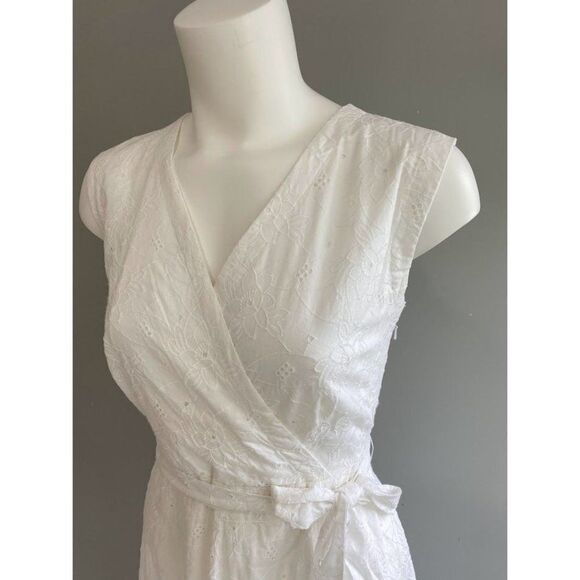 Charter Club White Eyelet Lace Dress Ruffle Hem Size 8 NEW - Picture 4 of 12